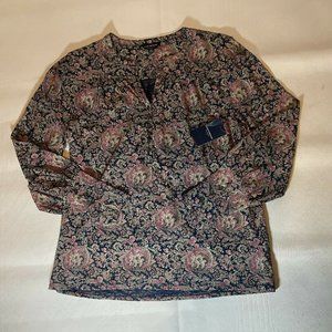 Lucky Brand Size Small Paisley Long Sleeve Henley